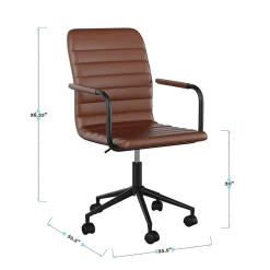 Martha Stewart Taytum Faux Leather Swivel Office Chair, Saddle Brown/Oil Rubbed Bronze (CH142370BRBK)