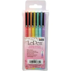 Marvy Uchida LePen Felt Pen, Micro Fine Point, 0.3mm, Assorted Pastel Inks, 6/Pack, 2 Packs (UCH43006P-2)