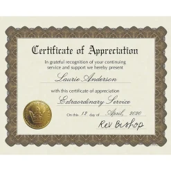 Masterpiece Studios Appreciation Certificates, 8.5