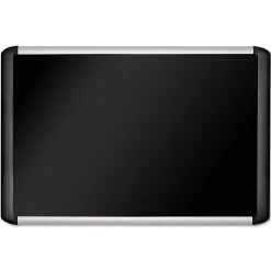 MasterVision Black Fabric Bulletin Board, Aluminum Frame, 24"H x 36"W