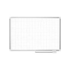 MasterVision® Magnetic 1 x 2 Grid Planner 36 x 48, Aluminum with Kit