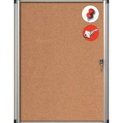 MasterVision® Slim-Line Enclosed Cork Bulletin Board, Cork, 38" X 28" X 1 3/8" (VT630101690)
