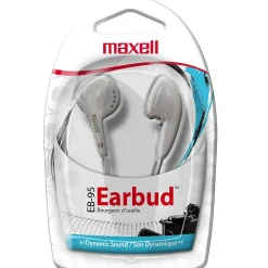 Maxell Budget Stereo Earbuds, White, 6/Pack (MAX190599-6)
