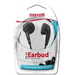 Maxell Budget Stereo Earbuds, Black, 6/Pack (MAX190560-6)