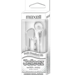 Maxell Jelleez Soft Earbuds with Mic, White, 2/Bundle (MAX199728-2)