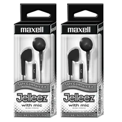 Maxell Jelleez Soft Earbuds with Mic, Black, 2/Pack (MAX191569-2)
