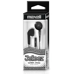 Maxell Jelleez Soft Earbuds with Mic, Black, 2/Pack (MAX191569-2)