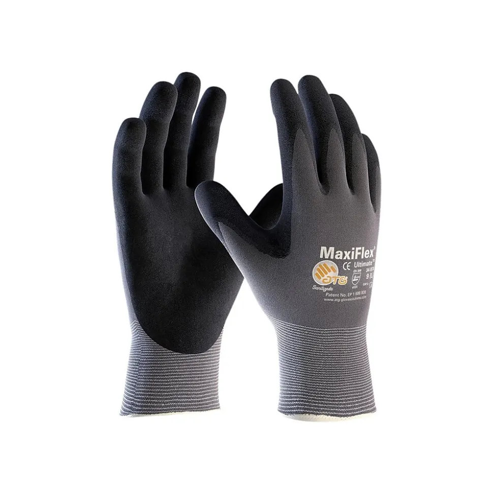 MaxiFlex 34-874 Nitrile Coated Nylon/Elastane Gloves, Small, 15 Gauge, A1 Cut Level, Dark Gray, 12 Pairs (34-874/S)
