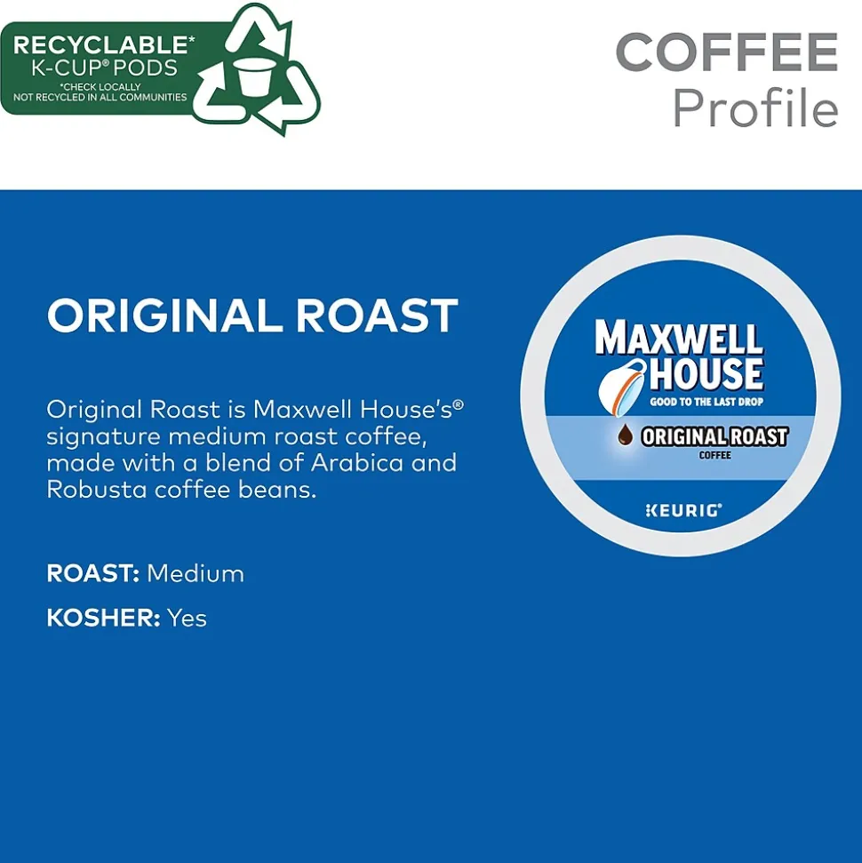 Maxwell House Original Roast Coffee, Keurig K-Cup Pod, Medium Roast, 96/Carton (5469CT)