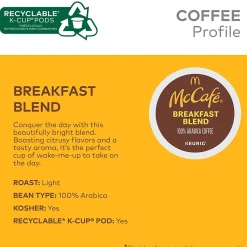McCafe Breakfast Blend Coffee Keurig® K-Cup® Pods, Light Roast, 24/Box (5000201384)