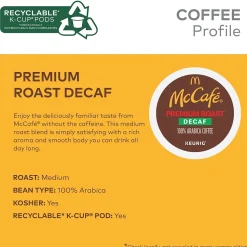 McCafe Premium Roast Decaf Coffee Keurig® K-Cup® Pods, Medium Roast, 24/Box (5000201380)