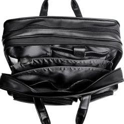 McKlein Clinton P Series Laptop Rolling Briefcase, Black Leather (88445)