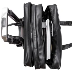 McKlein Clinton P Series Laptop Rolling Briefcase, Black Leather (88445)