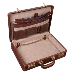 McKlein Coughlin Expandable Attache Briefcase, Top Grain Cowhide Leather, Brown (80464)