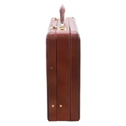McKlein Coughlin Expandable Attache Briefcase, Top Grain Cowhide Leather, Brown (80464)