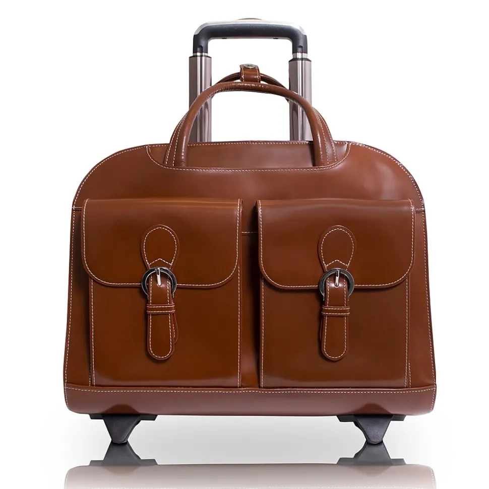 McKlein Davis L Series Laptop Briefcase, Brown Genuine Leather (96184A)
