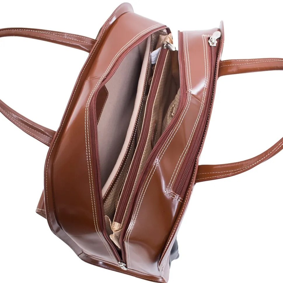 McKlein Davis L Series Laptop Briefcase, Brown Genuine Leather (96184A)