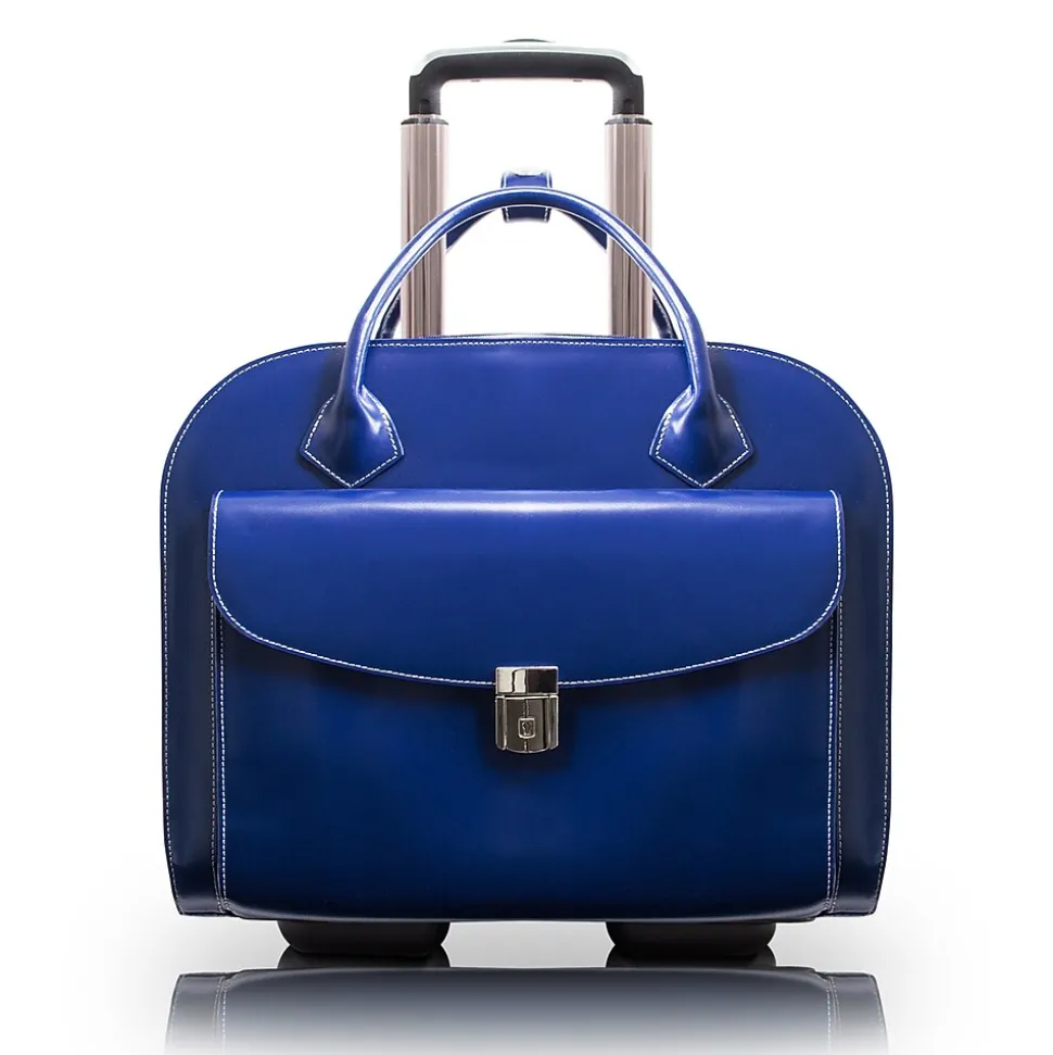 McKlein Granville L Series Laptop Briefcase, Navy Genuine Leather (96147A)