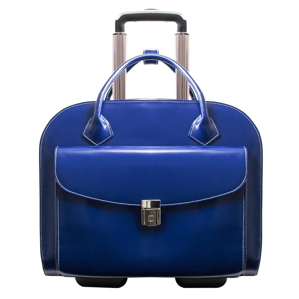 McKlein Granville L Series Laptop Briefcase, Navy Genuine Leather (96147A)