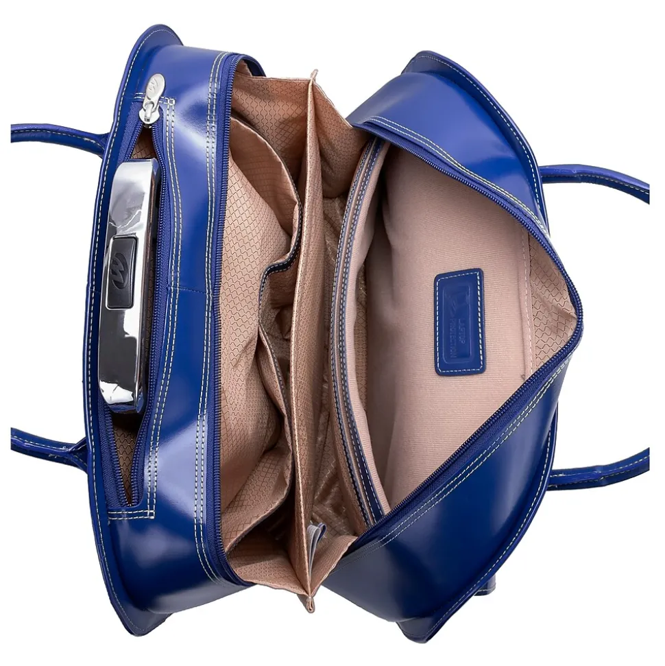 McKlein Granville L Series Laptop Briefcase, Navy Genuine Leather (96147A)