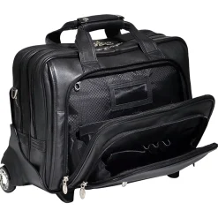 McKlein I Series Laptop Rolling Briefcase, Black Leather (43185)