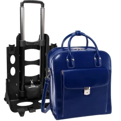 McKlein LA GRANGE W Series Laptop Rolling Briefcase, Navy Genuine Leather (96497)