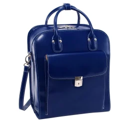 McKlein LA GRANGE W Series Laptop Rolling Briefcase, Navy Genuine Leather (96497)