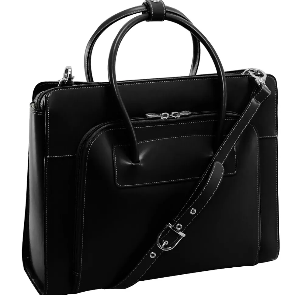 McKlein Lake Forest Ladies' Laptop Briefcase, Top Grain Cowhide Leather, Black (94335)