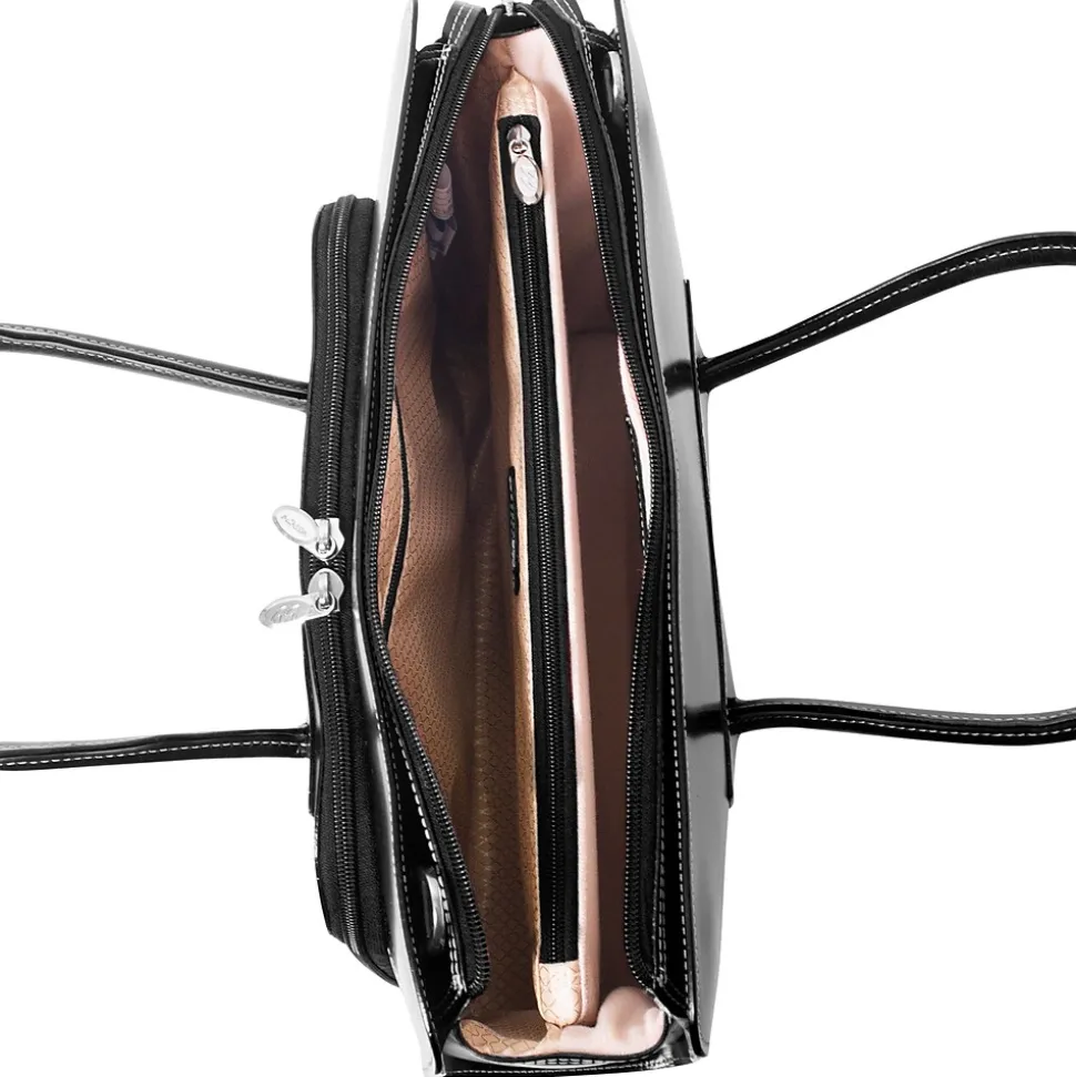 McKlein Lake Forest Ladies' Laptop Briefcase, Top Grain Cowhide Leather, Black (94335)