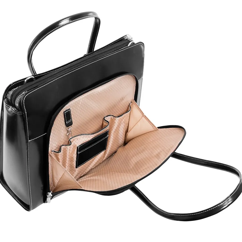 McKlein Lake Forest Ladies' Laptop Briefcase, Top Grain Cowhide Leather, Black (94335)