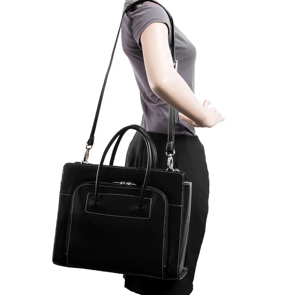 McKlein Lake Forest Ladies' Laptop Briefcase, Top Grain Cowhide Leather, Black (94335)