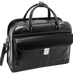 McKlein Lakewood, Checkpoint-Friendly Detachable Wheeled Laptop Briefcase, Top Grain Cowhide Leather, Black (96615)