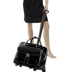 McKlein Lakewood, Checkpoint-Friendly Detachable Wheeled Laptop Briefcase, Top Grain Cowhide Leather, Black (96615)