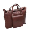 Mcklein Leather Roll Top Laptop Briefcase, Edgefield, Pebble Grain Calfskin Leather, Brown (88754)