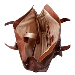 Mcklein Leather Roll Top Laptop Briefcase, Edgefield, Pebble Grain Calfskin Leather, Brown (88754)