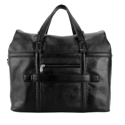 Mcklein Leather Roll Top Laptop Briefcase, Edgefield, Pebble Grain Calfskin Leather, Black (88755)