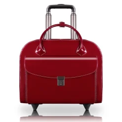 McKlein Limited Edition Laptop Rolling Briefcase, Red Leather (96146A)