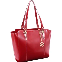 McKlein M Series ALICIA Genuine Leather Ladies' Tote with Tablet Pocket, Red (97516)