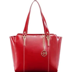 McKlein M Series ALICIA Genuine Leather Ladies' Tote with Tablet Pocket, Red (97516)