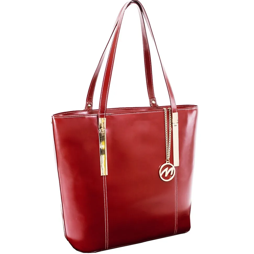 McKlein M Series Cristina Red Leather Tote with Tablet Pocket (97546)
