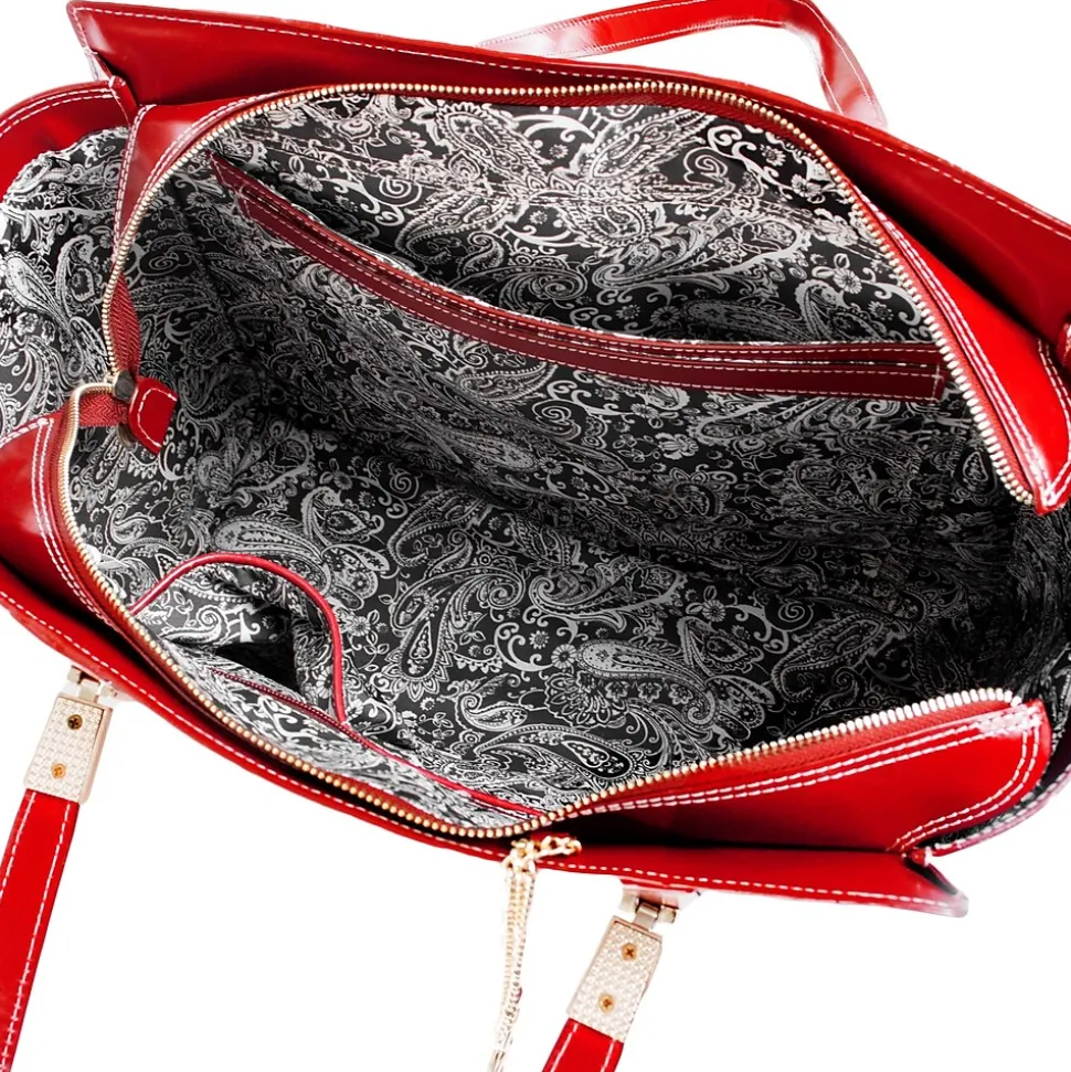 McKlein M Series Cristina Red Leather Tote with Tablet Pocket (97546)