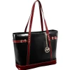 McKlein M Series Serafina Black Leather Tote with Tablet Pocket (97565)