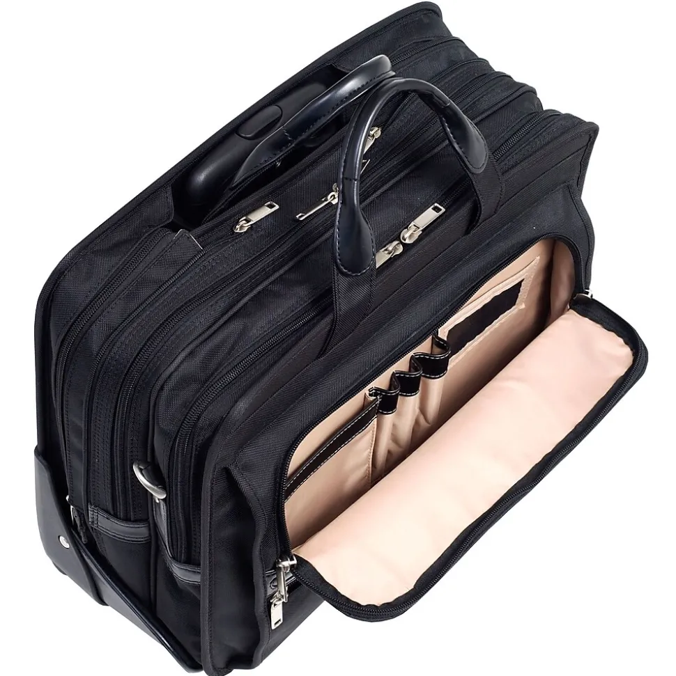 McKlein P Series Laptop Briefcase, Black Nylon (56445)
