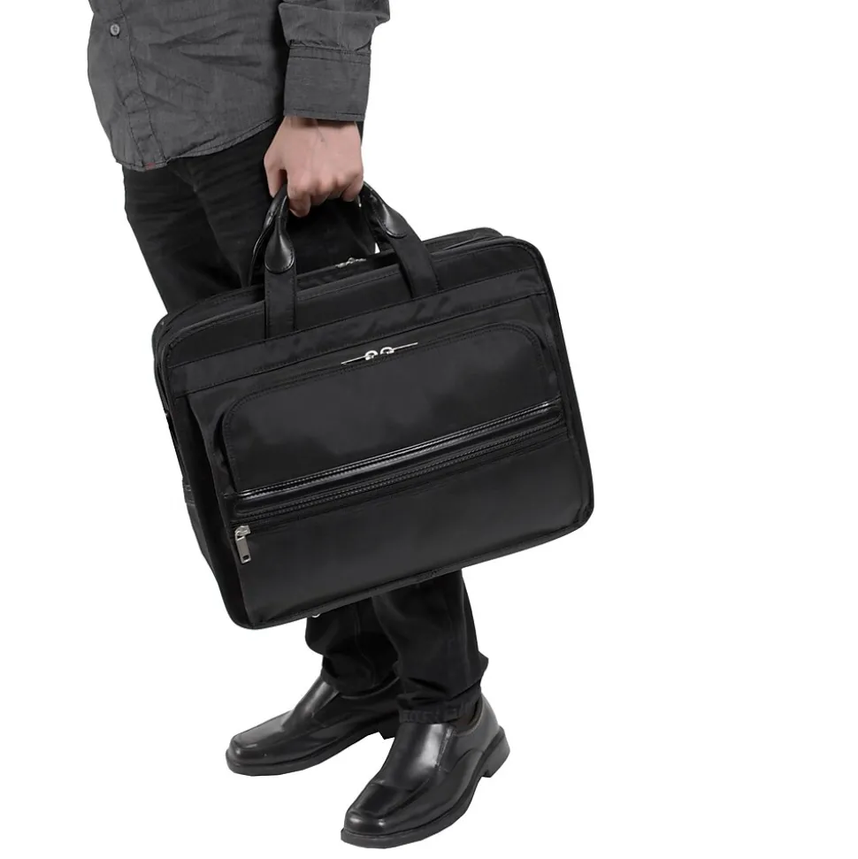 McKlein P Series Laptop Briefcase, Black Nylon (56445)