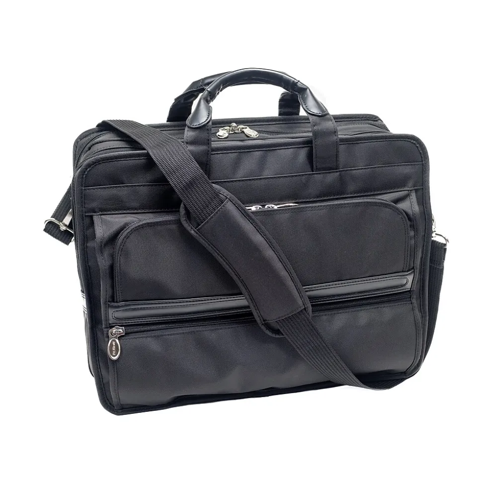 McKlein P Series Laptop Briefcase, Black Nylon (56445)