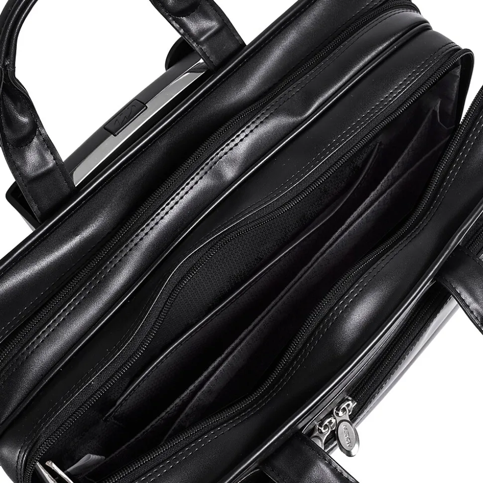 McKlein P Series Laptop Briefcase, Black Leather (86445)