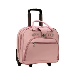McKlein REDWOOD 15" Leather Rolling Laptop Bag, Pink (99699)
