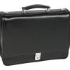 McKlein River North Triple Compartment Laptop Briefcase, Full Grain Cashmere Napa Leather, Black (43555)
