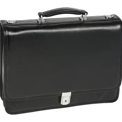 McKlein River North Triple Compartment Laptop Briefcase, Full Grain Cashmere Napa Leather, Black (43555)