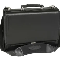 McKlein River North Triple Compartment Laptop Briefcase, Full Grain Cashmere Napa Leather, Black (43555)